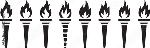 Array of Fiery Torches Depicting the Spirit of Competition and Illumination a Symbol of Hope and Perseverance