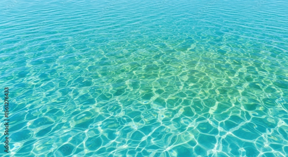 Obraz premium Crystal Clear Turquoise Water Surface with Ripples and Sunlight Patterns