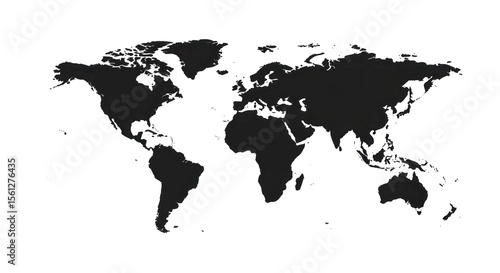 World Map: A Black and White Silhouette of the Globe