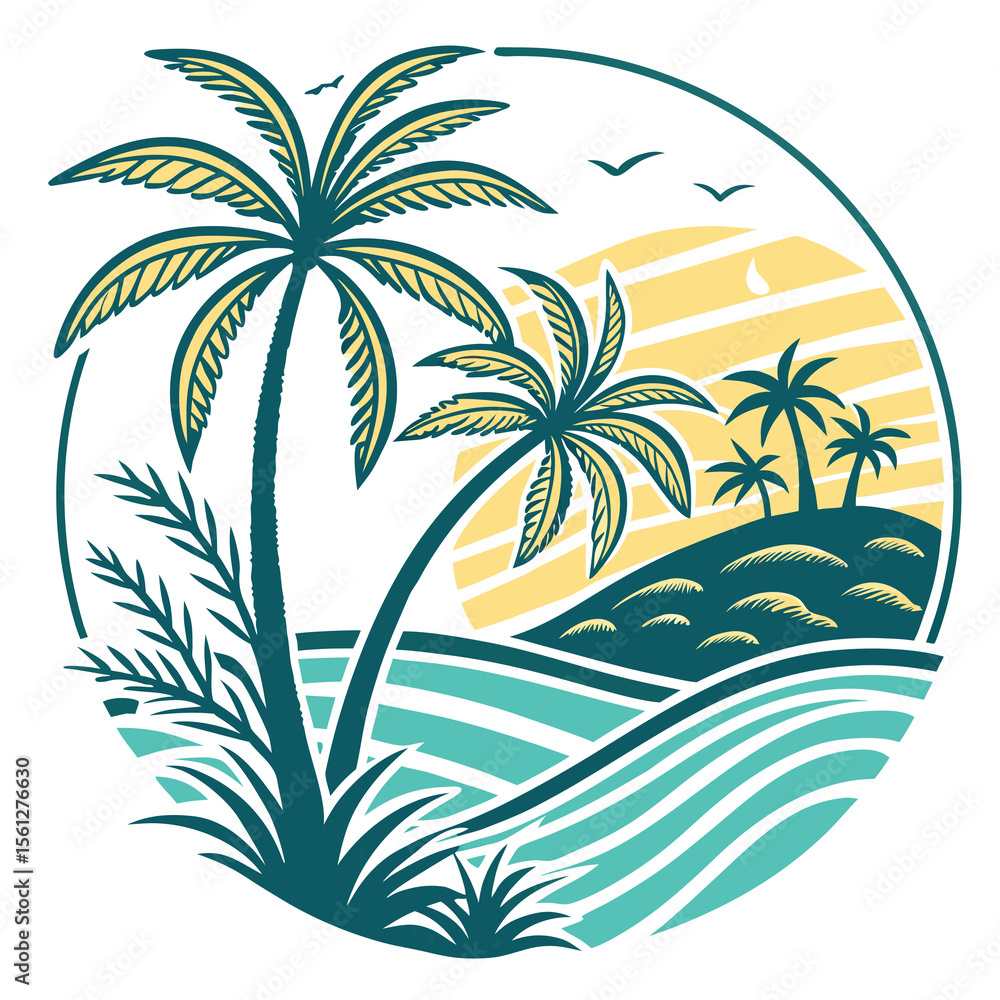 Obraz premium vector illustration of a tropical island
