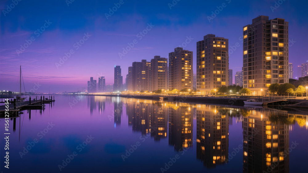 Naklejka premium vancouver skyline at night