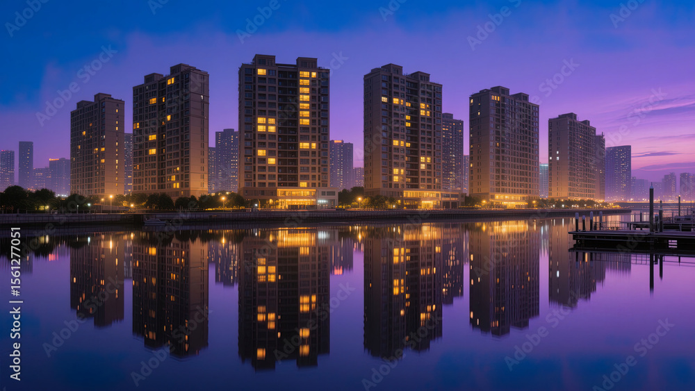 Obraz premium night city skyline