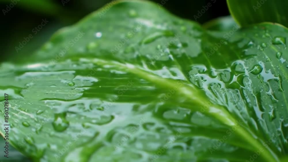 Water Droplets on a Canna Leaf Water Droplets on a Canna Leaf