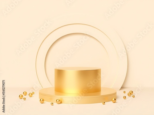 Elegant Gold Product Display Platform with Abstract Beige Background