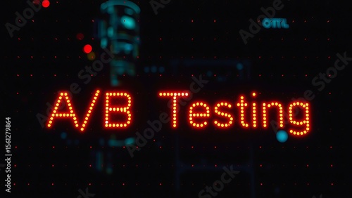 A/B Testing: Red LED Sign at Night, Digital Marketing Concept