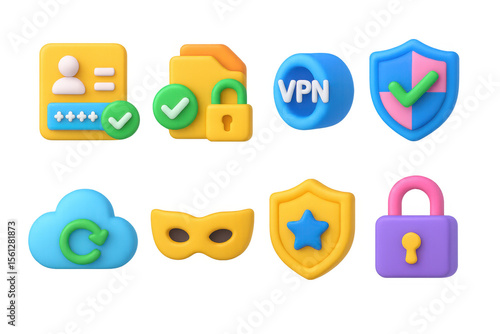 Security icon collection illustration for digital protection and privacy design