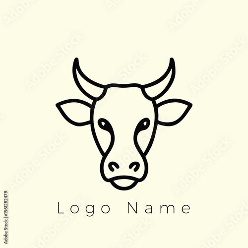 Cow Heads Line Art and Silhouette Set.