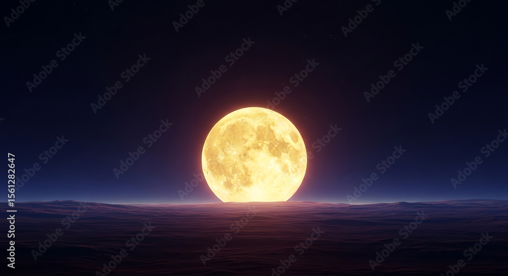 Fototapeta premium Stunning Moonrise Over Desert Landscap