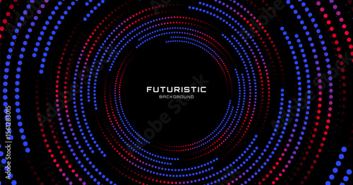 Blue red techno background on dark space with dotted lines effect decoration. Modern graphic design element with glowing dots circles style concept for web banner, art, flyer, card, or brochure cover