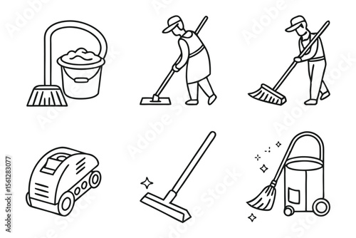 set of cleaning icons