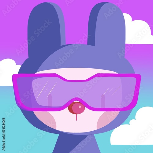 Cute Bunny with VR Glasses Icon/Illustration