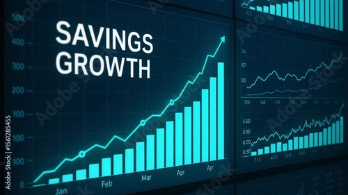 A visually striking illustration of savings growth, showcasing a vibrant line graph on a digital display, highlighting trends in financial success and investment strategies.