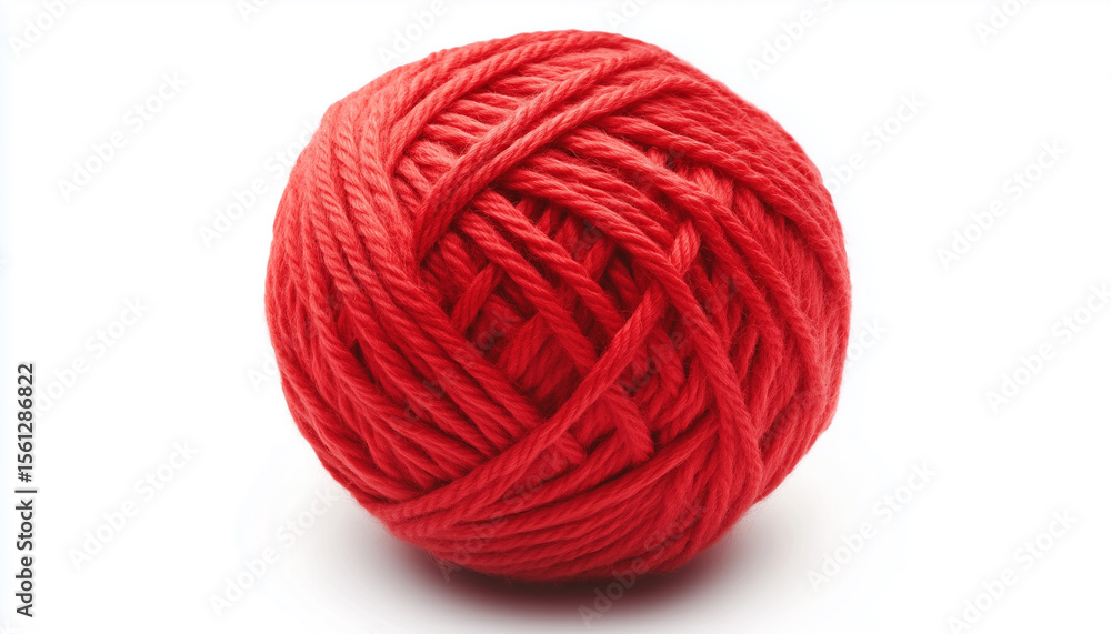 Red Wool Yarn Ball – Close-Up Studio Photo on White, Ideal for DIY Projects Red Wool Yarn Ball – Close-Up Studio Photo on White, Ideal for DIY Projects