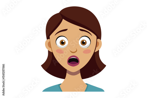 Surprised Expression: Illustration of a woman's face with wide eyes and an open mouth, capturing shock or astonishment.