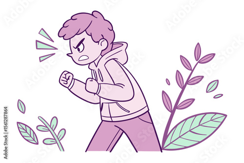 Expressive Fury: An illustration showcasing an individual consumed by anger, with an illustration of facial expressions and body language, representing rage and frustration.