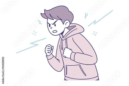 Furious Youthful Anger: An illustration depicting a young person, visibly enraged and conveying an assertive stance, encapsulating the intensity of the emotion and the raw power of anger.