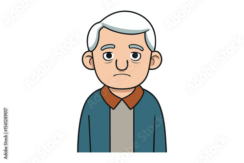 Sad Elder: A close-up portrait of a senior gentleman with white hair and a melancholic expression, conveying a sense of quiet contemplation and experience.