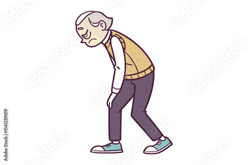 Exhausted and Overwhelmed: A cartoon illustration captures a senior figure in a moment of deep despair. conveying the weight of weariness and the emotional impact of fatigue.