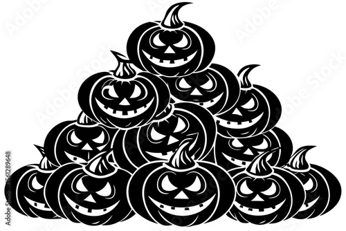 Spiral Stack of Halloween Jack o' Lanterns vector illustration