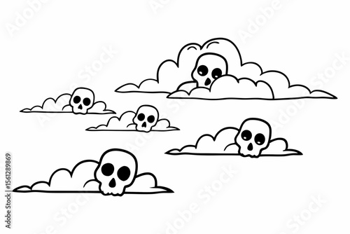 Skull Shaped Clouds in a Twilight Sky vector illustration