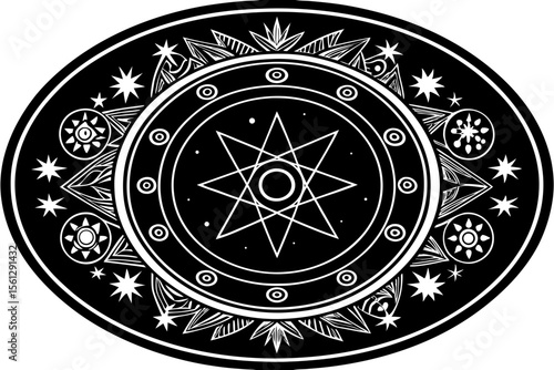 Witchcraft circle glowing with mystic runes vector illustration