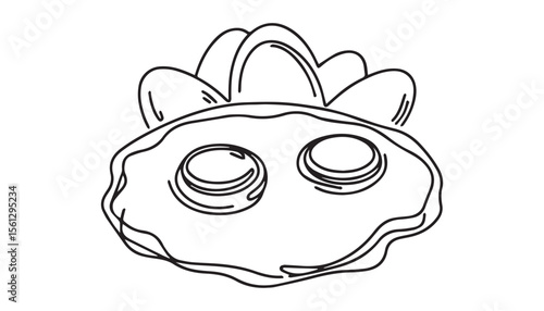 Continuous one single minimal line drawing omelet