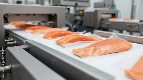 Salmon Fillet Processing Line: Modern Food Production and Packaging in a Clean Facility