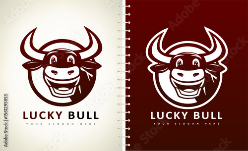 Lucky Bull head logo vector. Animal design