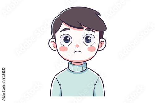 Pensive Character Portrait: A beautifully rendered portrait of a boy character. Expressing emotions through vivid expressions, inviting viewers to ponder the story behind his gaze.