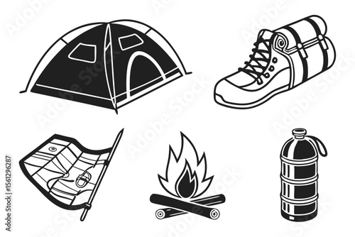 vector set of camping icons