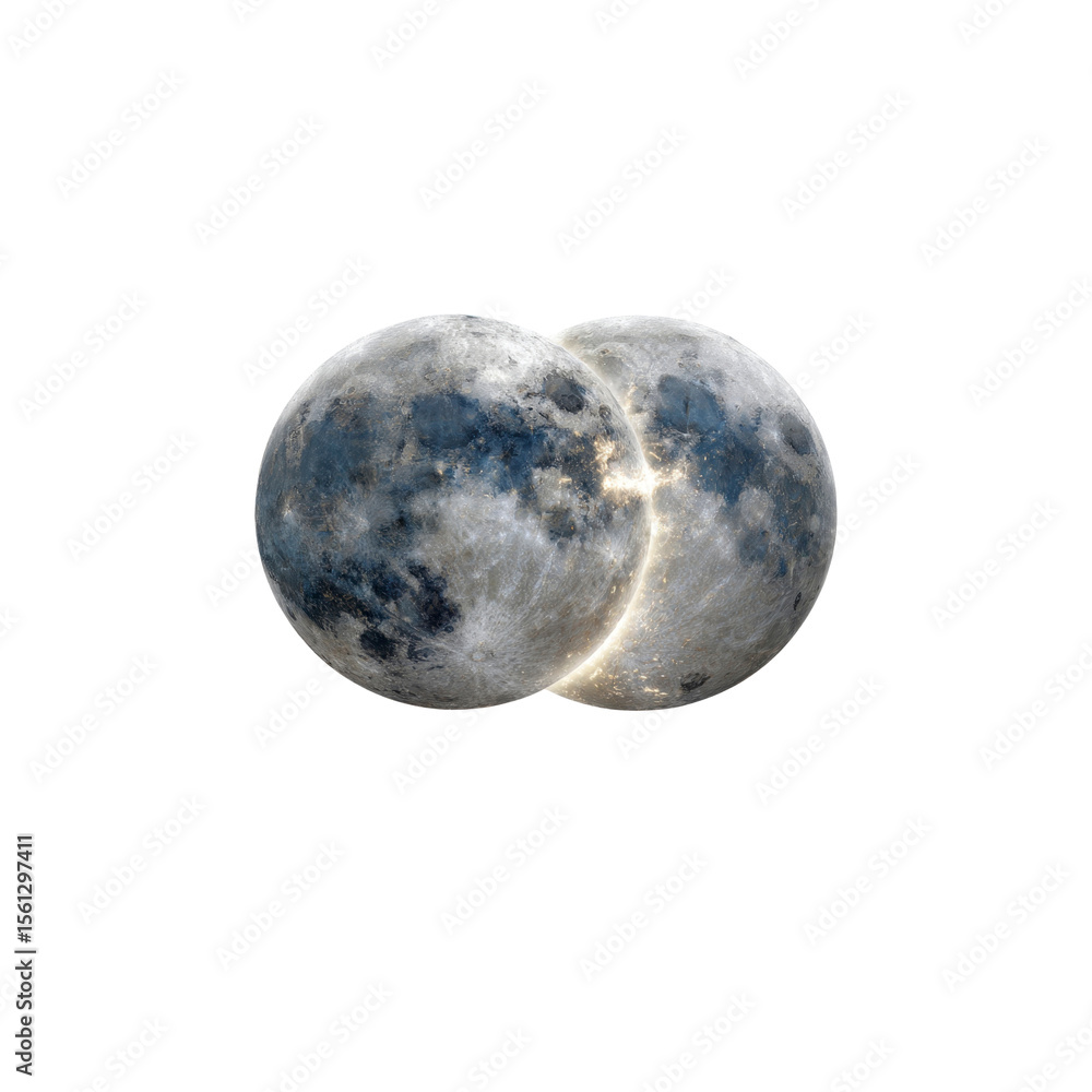 Naklejka premium Lunar Eclipse Two Moons Touching, Celestial Event, Night Sky Phenomenon