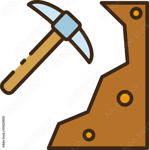 Mining Pickaxe and Ore Deposit Illustration of Mineral Extraction
