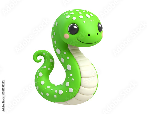 Adorable Green Snake 3D Illustration