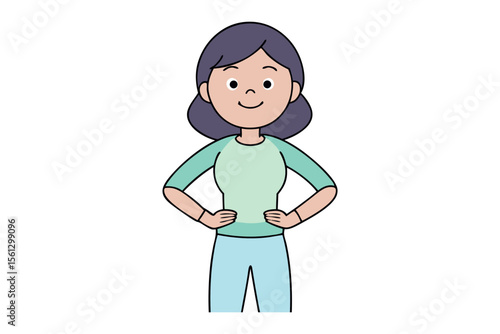 Confident Lady: A friendly illustration depicts a self-assured lady with a content expression, embodying poise and assuredness.