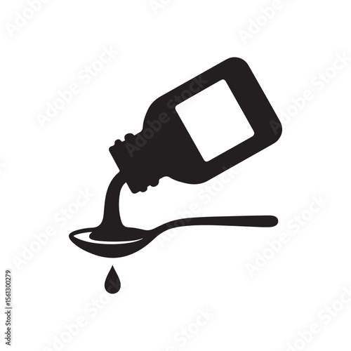 Medicine Syrup Bottle Spoon Icon Health Medical Drug Treatment
