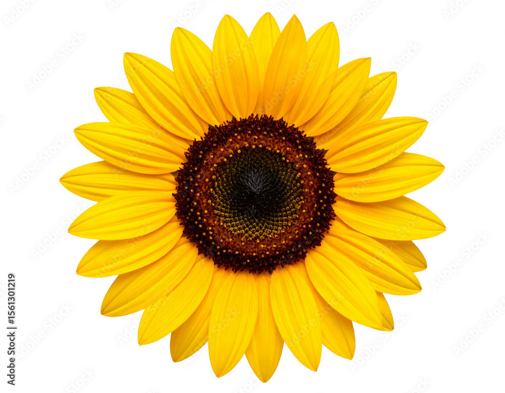 Sunflower Head with Visible Seeds and Petals in Top View, isolated on a transparent background Sunflower Head with Visible Seeds and Petals in Top View, isolated on a transparent background