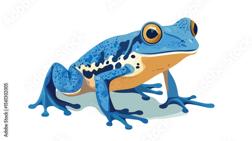 Blue Frog Exotic Animal Flat Vector Illustration