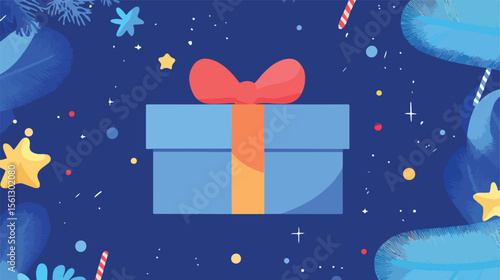 Blue Gift Box Present Animation Vector Illustration