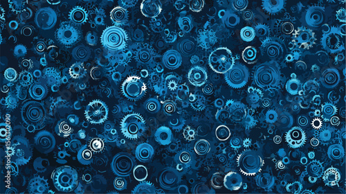 Blue Gears Machinery Pattern Flat Vector Illustration