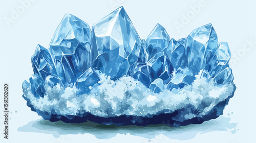 Blue Quartz Stone Vector Illustration
