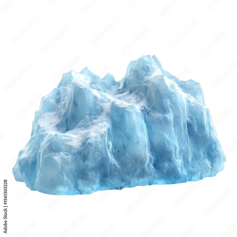 Naklejka premium A majestic blue iceberg floats serenely, a symbol of the arctic wilderness, isolated on transparent background