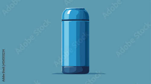 Blue Thermos Water Flat Vector Illustration