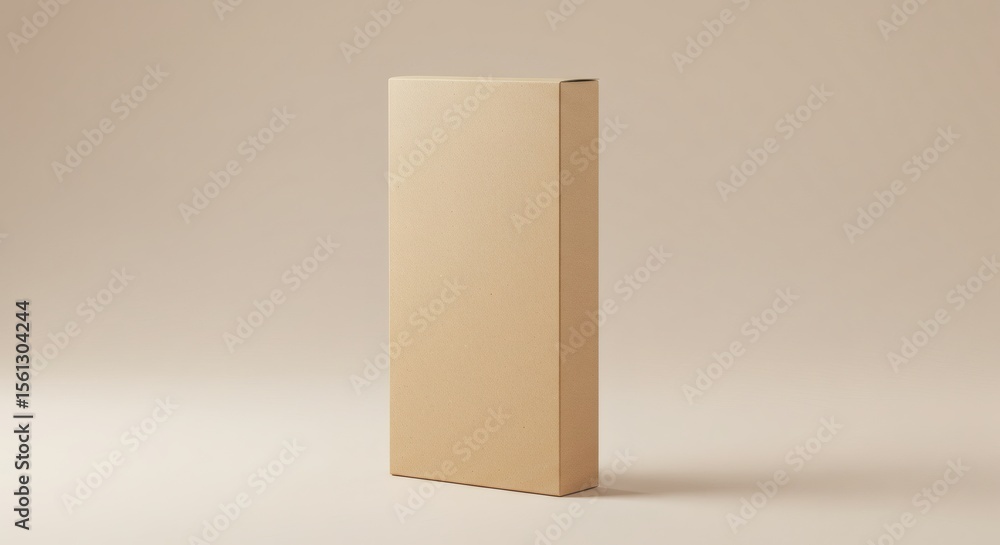 Obraz premium Tall Brown Cardboard Box on Neutral Background