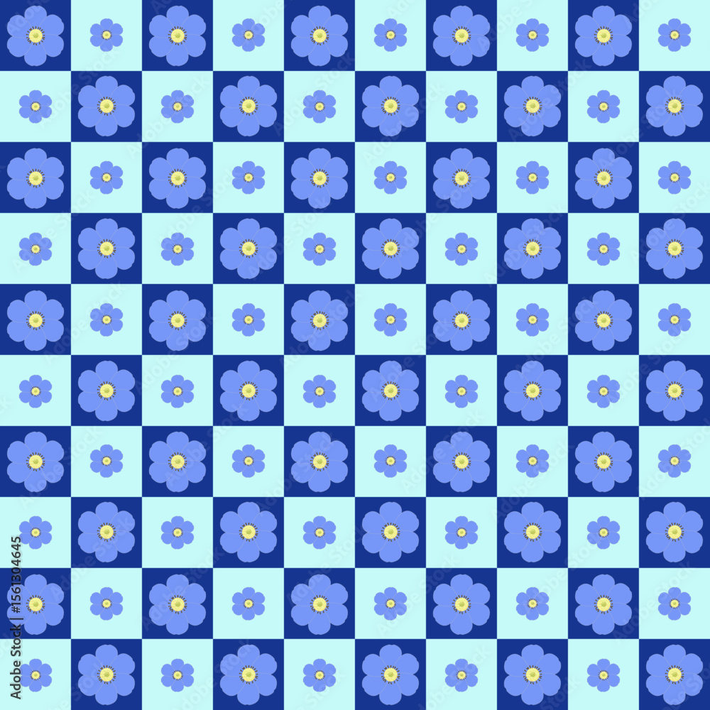 This image features a repeating floral pattern. The pattern consists of evenly spaced This image features a repeating floral pattern. The pattern consists of evenly spaced