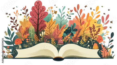 Hand Drawn Book Elements Flat Vector Illustration