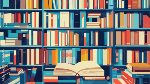 Modern Book Library Supply Illustration