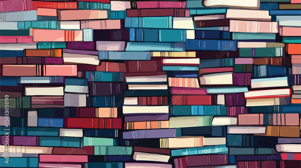 Obraz premium Stack of Books Flat Vector Illustration Centered