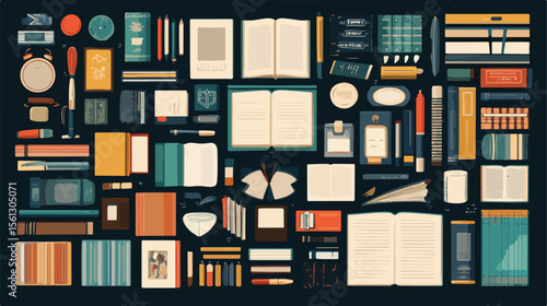 Educational Book Supply Flat Vector Illustration