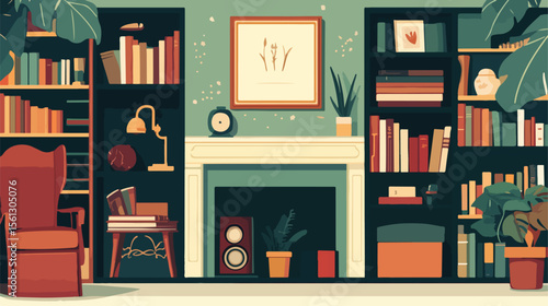 Modern Flat Vector Illustration of Books for Home Decor