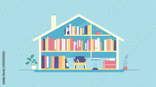 Home Education Concept with Books in Modern House Interior
